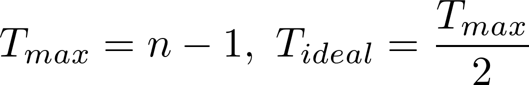 T_max = n - 1, T_ideal=T_max / 2